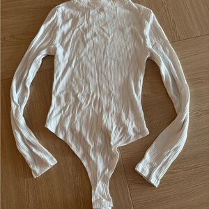 ASOS White Ribbed Long Sleeve Bodysuit